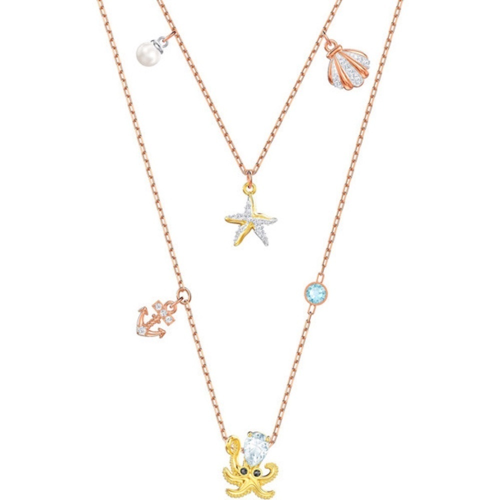 Authentic Swarovski Crystal Ocean Necklace, Anchor Starfish & Octopus Motif